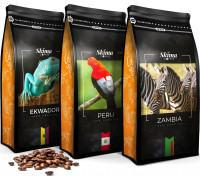 Zestaw 1kgX3 ZAMBIA/PERU/EKWADOR Świeżo Palona do ekspresu + GRATIS