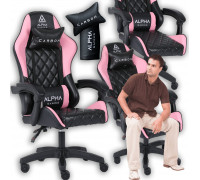 Alpha Gaming Gamingowy Krzesło Gracza Biurowy Carbon Różowy Porządny