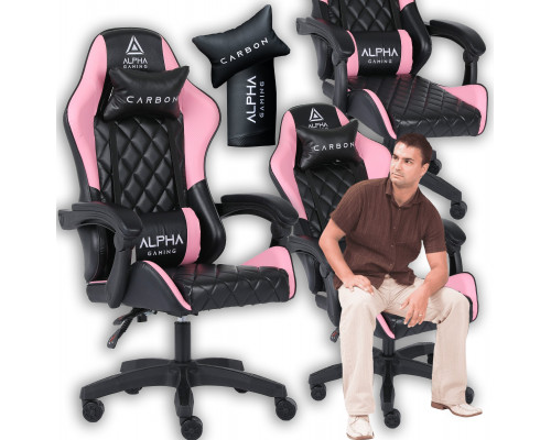 Alpha Gaming Gamingowy Krzesło Gracza Biurowy Carbon Różowy Porządny