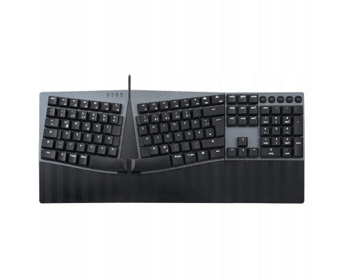 Perixx PERIBOARD-535 DE RD, ergonomiczna mechaniczna klawiatura USB (czerwone przyciski)