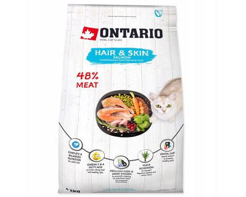 Ontario Cat Hair & Skin 2kg (Kailiui ir odai)