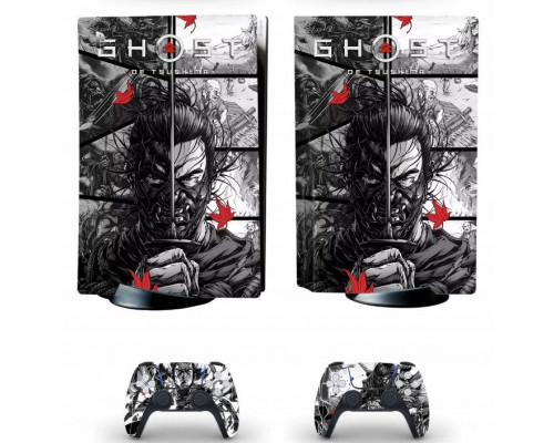 Naklejki Skórki na PlayStation 5 orawith  Pady Motyw Ghost of Tsushima