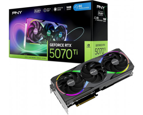 PNY GeForce RTX 5070 Ti EPIC-X RGB Overclocked Triple Fan Plus 16GB GDDR7 DLSS4 (VCG5071T16TFXXPB1-O)