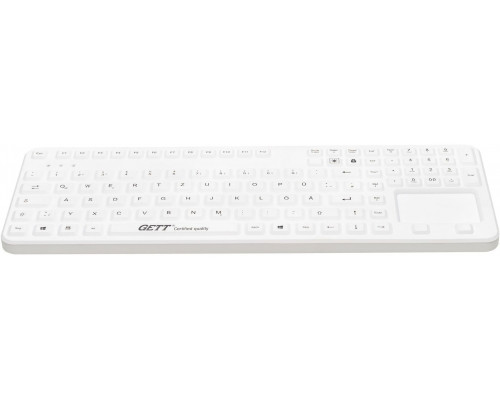 Gett GETT GCQ CleanType Prime Touch+ silikonowa z touchpadem z blokiem numerycznym z magnesami IP65 podświetlane klawisze USB Kolor: biały Układ: CH