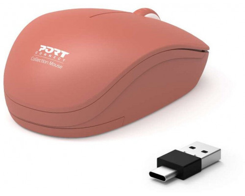 Port Designs 900542, Ambidextrous, Optical, RF Wireless, 1600 DPI, Red
