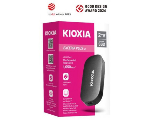 KIOXIA EXCERIA PLUS G2 2000GB Portable SSD USB 3.2 Gen2 Type C