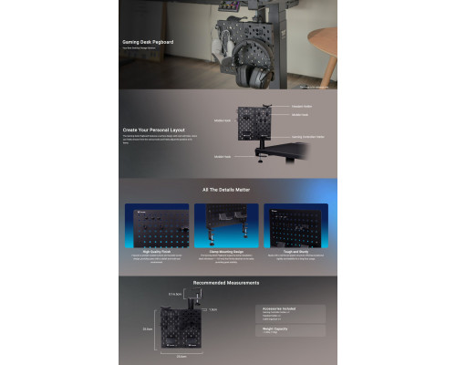 Thermaltake Gaming Desk Pegboard Small Black