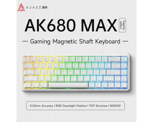 gamingowa mechaniczna AK680 MAX Magnetic Switch-ABS White Keycaps-RGB -Aluminum Positioning Plate-Wired Version