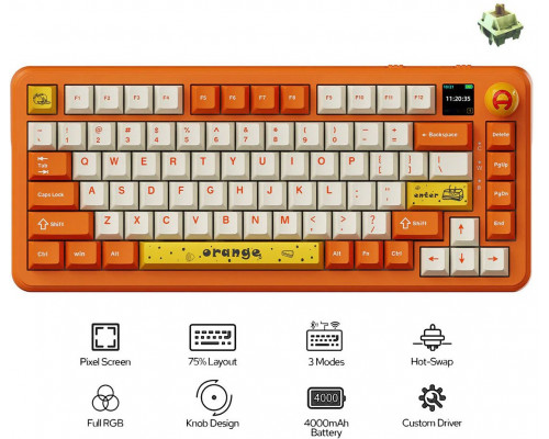 AK820 MAX Avocado Switch Orange-White Theme-RGB-With Screen
