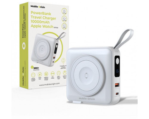 Mobile Origin & Travel Charger, Lightning/USB-C Cable, MagSafe/AW/iPhone Compatible, white