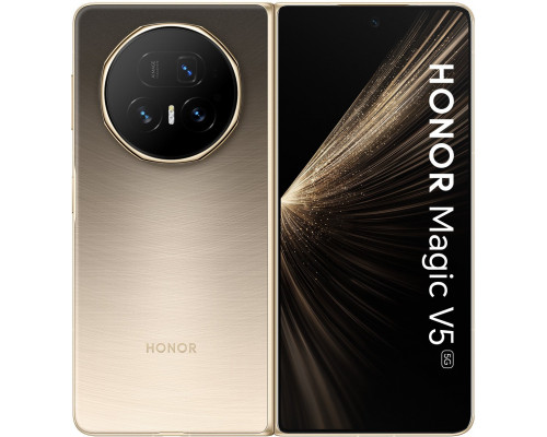 HONOR Magic V5 5G (MBH-N49) AI Handy, Sim Free, 512GB Speicher 16GB RAM, Dual SIM, Android 15, Klappbildschirm Smartphone - Dawn Gold (5109BUHJ)