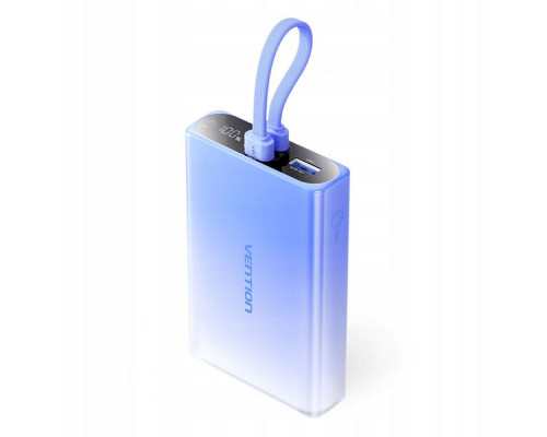 Vention 10000 mAh USB-C + Lightning + USB-A 22.5W ar displeju LED Blue