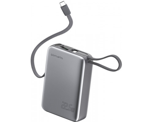4smarts Pocket Dual Cord 20000mAh 22.5W with a built-in kablem USB-C 15cm gray