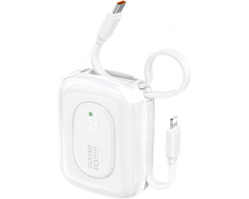 Dudao K32 10000 mAh with a built-in kablem USB-C/Lightning - biały