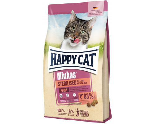 Minkas Sterilised Lachs, karma sucha, dla adults kotów po sterylizacji, łosoś, 500 g
