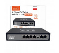 Switch Zasilacz  POE LAN 8 Ports 6 Ethernet RJ45 100Mbps Kamer