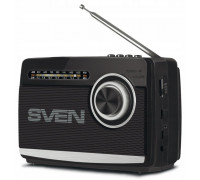 Sven SRP-155 black (3W, Bluetooth, FM/AM/SW, USB, microSD, latarka, bateria)
