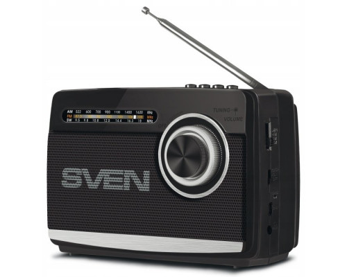 Sven SRP-155 black (3W, Bluetooth, FM/AM/SW, USB, microSD, latarka, bateria)