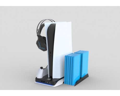 DLX+ LED Stand - Multi LED, Controller charger, fans, headphone stand, game storage /PS5
