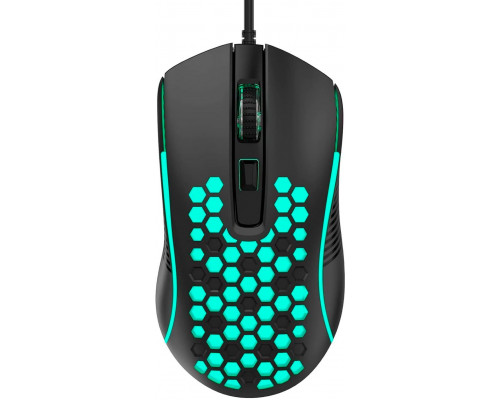 Aula S11 Tęczowy oświetlenia przewodowa gaming optyczna mysz 4 pogas 1200-3600dpi z otworami wentylacyjnymi czarna