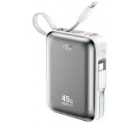 BWOO Power  P77 45W, 10000 mAh  2 kablami usb-c i lightning, Grey