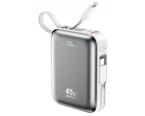 BWOO Power  P77 45W, 10000 mAh  2 kablami usb-c i lightning, Grey