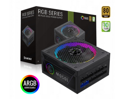 GameMax Gamemax Power Supply, 80 PLUS, Gold | RGB 1050G | 1050 W