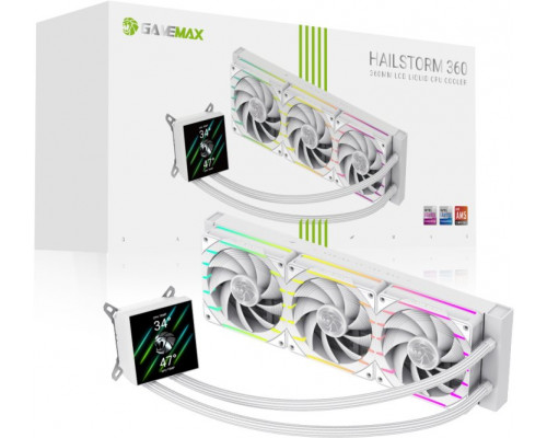 GameMax Gamemax CPU Liquid Cooler | HAILSTORM 360 LCD WH | White | Intel, AMD