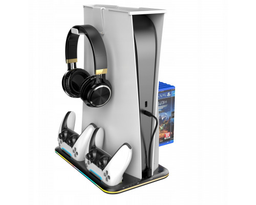iLike Sim Cooler stand with controller charger for Sony Play Station 5 / 5 Slim RGB Black (STK-DZ504)