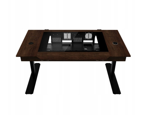 Gaming galds Lian Li DK07 Wood Brązowo-Black 148 cm x 87.7 cm