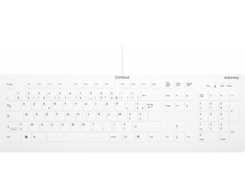 Contour ACTIVE KEY Flat Profile Hygiene Desktop Keyboard Sea (AK-C8112-U1-W/FR)