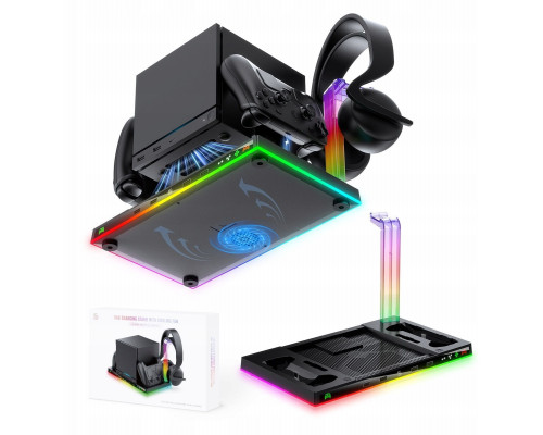 JYS Station chłodwith ąca JYS-SDM003-V2 LED RGB with  łaforwarką na 2 pady, 4x USB i standiem for Steam Machine (SB11945)