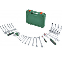 Bosch Powertools Advanced Walizka narzędziowa, 132-częściowa (zielony, z 2 grzechotkami przełączanymi 1/4" i 1/2") (1600A02Z9B)