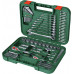 Bosch Powertools Advanced Walizka narzędziowa, 132-częściowa (zielony, z 2 grzechotkami przełączanymi 1/4" i 1/2") (1600A02Z9B)