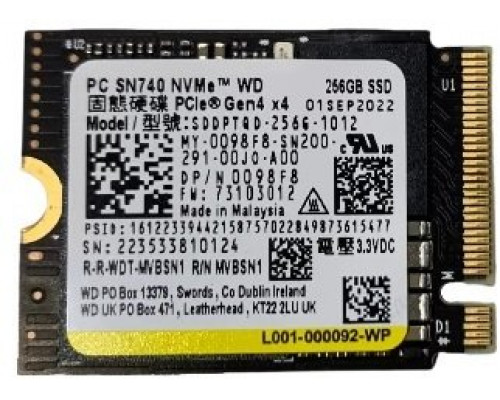 SSD Dell 256GB M.2 2230 PCIE NVME SSD (098F8)