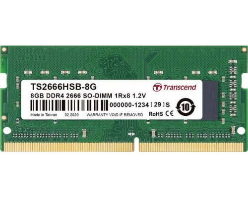 Transcend SODIMM, DDR4, 8 GB, 2666 MHz, CL19 (TS2666HSB-8G)