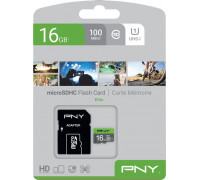 SD  PNY Elite MicroSDHC 16 GB Class 10 UHS-I/U1 A1 V10 (P-SD16GU1100EL-GE)