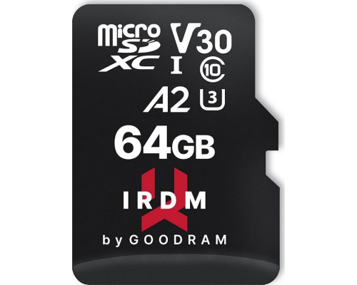 SD  GoodRam IRDM M2AA MicroSDXC 64 GB Class 10 UHS-I/U3 A2 V30 (IR-M2AA-0640R12)