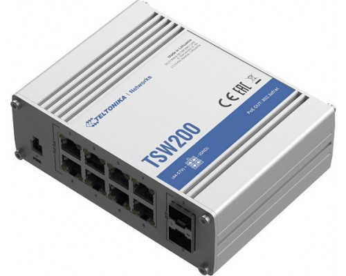 Switch Teltonika Teltonika Ethernet Switch TSW200 10/100/1000 Mbps (RJ-45), Unmanaged, Desktop, Ethernet LAN (RJ-45) ports 8
