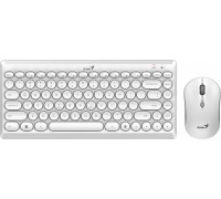 Genius Genius LuxeMate Q8000, zestaw klawiatura z myszą optyczną bezprzewodową, 4x AAA, CZ/SK, klasyczna, 2.4 [Ghz], bezprzewodowa, biała