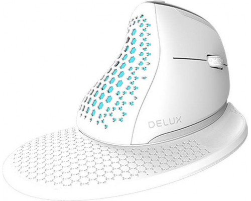 Delux Bezprzewodowa mysz pionowa Delux M618XSD BT+2.4G RGB (biała)