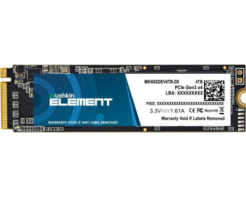 SSD 4TB SSD Mushkin Element 4TB M.2 2280 PCI-E x4 Gen3 NVMe (MKNSSDEV4TB-D8)