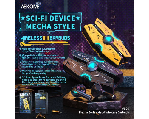 Wekome wireless VB06 Mecha Series - Bluetooth V5.3 TWS z etui ładujšcym Yellow