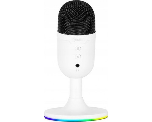 Marvo Marvo, gamingowy mikrofon, MIC-06, biała, Podświetlenie RGB, wejście słuchawkowe