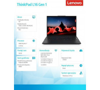 Laptop Lenovo Laptop Lenovo ThinkPad L16 Gen 1 21L7001HPB R7 PRO 7735U 16" WUXGA 16GB 512SSD Int W11Pro