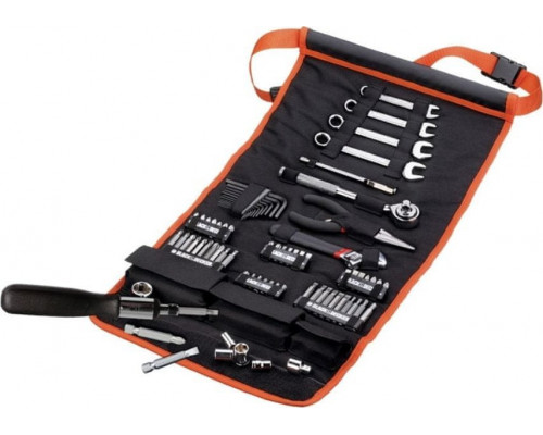 Black+Decker BLACK+DECKER Mechanic Set with Roll Bag 76 Piece Tool Set (Black/Orange)