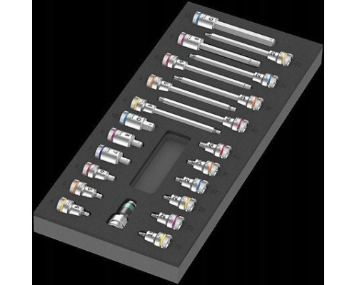 Wera Wera 9723 foam insert Zyklop B 3/8 bit socket set 1, 22 pieces, tool set (black/grey, in foam insert for workshop trolley)