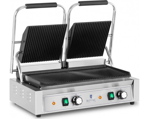Royal Catering Grill kontaktowy podwójny dwustronny ryflowany 3600 W Grill kontaktowy podwójny dwustronny ryflowany 3600 W