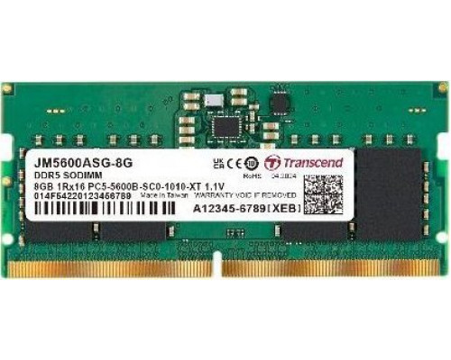 Transcend TRANSCEND 8GB JM DDR5 5600 SO-DIMM 1Rx16 1Gx16 CL46 1.1V