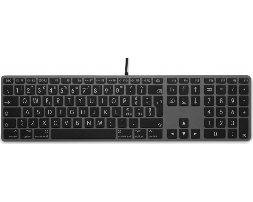 LMP Large Font USB Keyboard 110 keys wired USB keyboard with 2x USB and aluminum upper cover - Italian - space gray